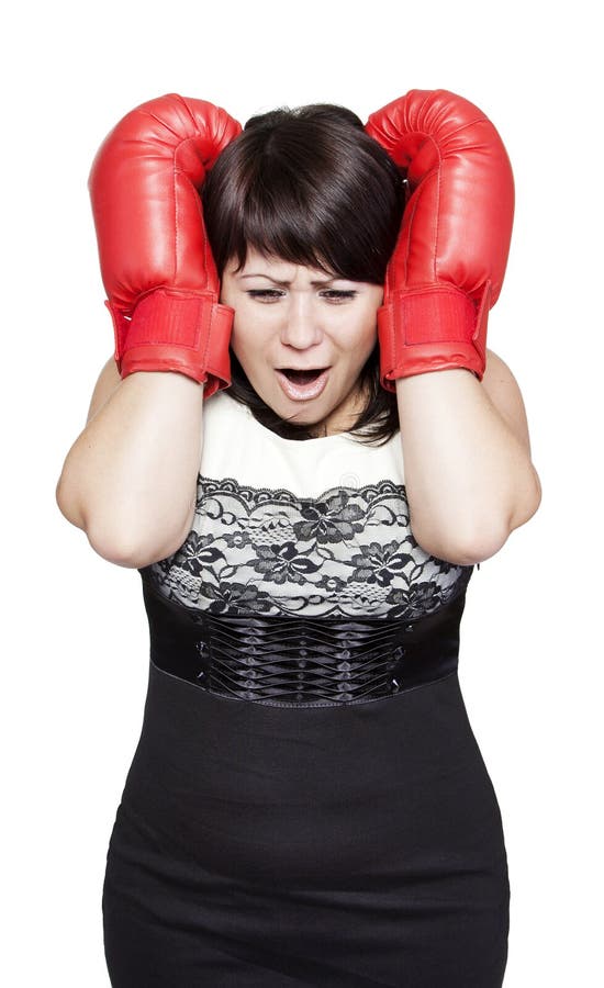 Woman Hitting Herself Boxing Gloves Stock Photos Free & RoyaltyFree