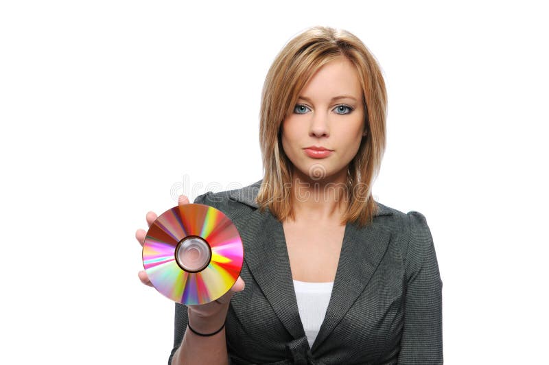 Businesswoman holding CD