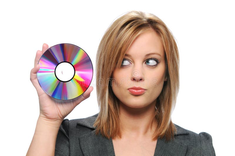 Businesswoman holding CD