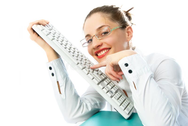 Businesswoman with a keyboard