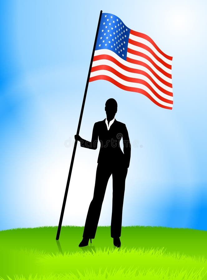 Businesswoman Leader Holding United States Flag