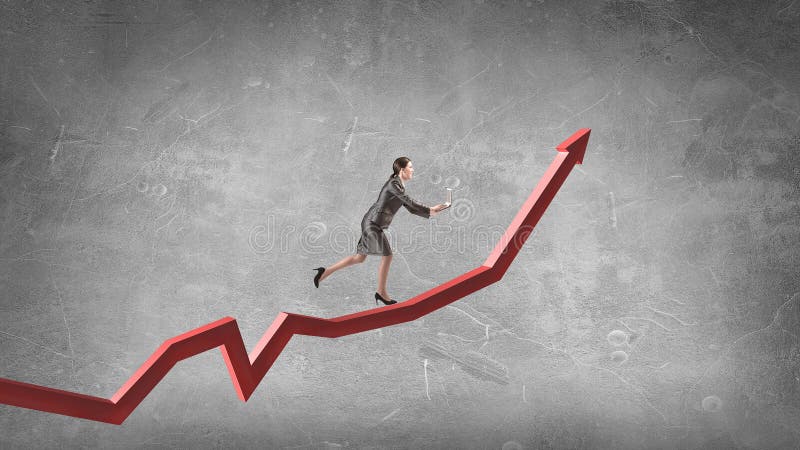 Businesswoman on the move . Mixed media royalty free stock images Businesswoman on the move . Mixed media royalty free stock images