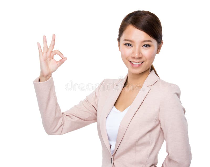 Businesswoman with ok sign stock photo. Image of cutout - 45193006