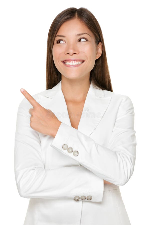Businesswoman Pointing While Looking Away