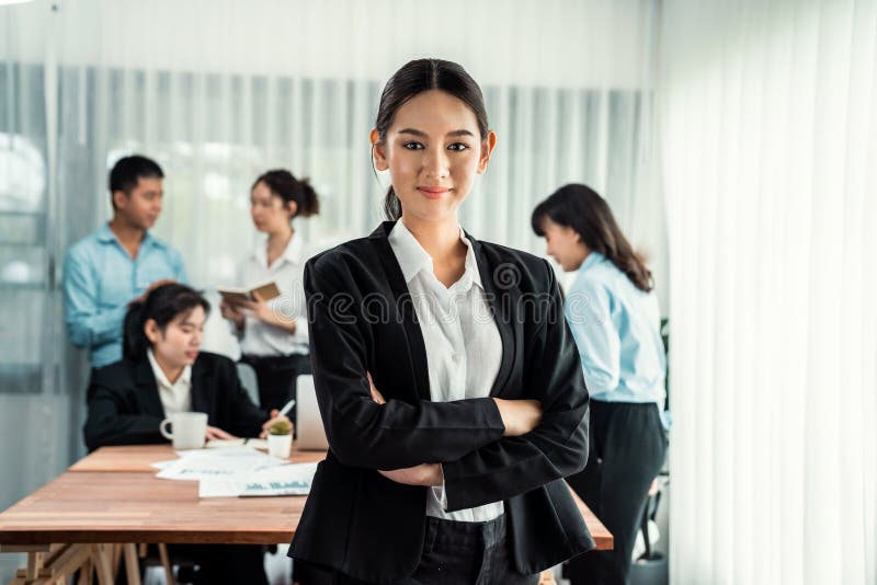 Businesswoman portrait and motion blur background. Habiliment stock images