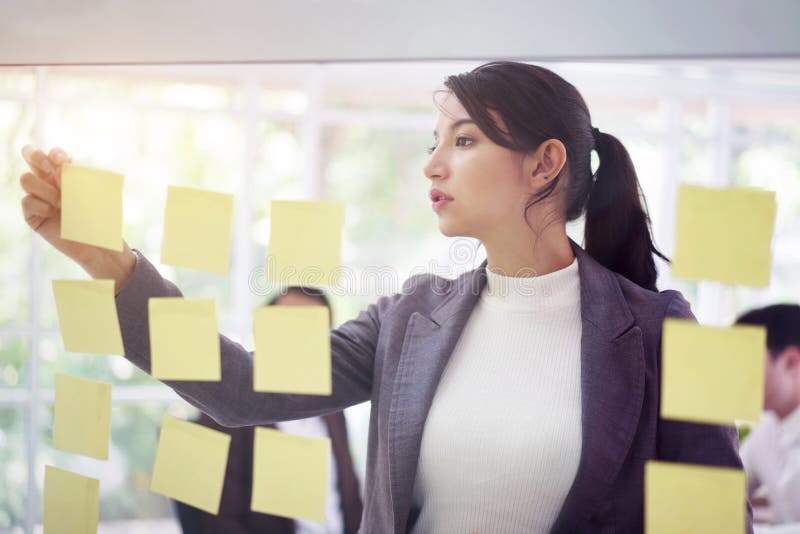 Businesswoman prepare brainstorm conference with paper note in meeting room office background, meeting successful business stock photos Businesswoman prepare brainstorm conference with paper note in meeting room office background, meeting successful business stock photos