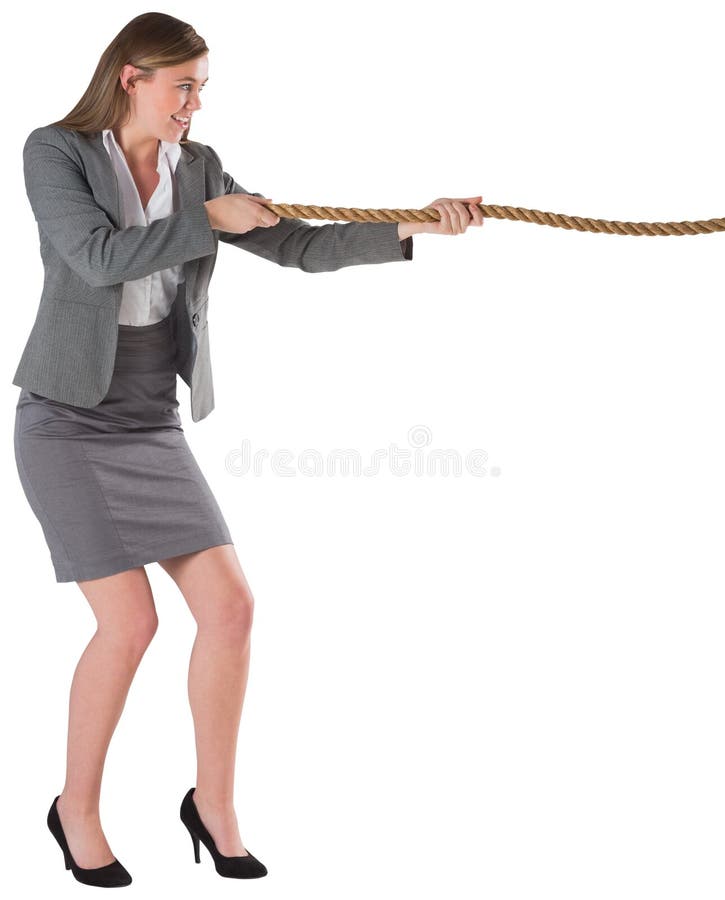 Businesswomanstrengthpullingchain Stock Photo Image of japanese