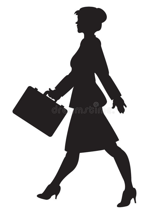 Silhouette with Clipping Path of Business Woman with Briefcase Stock ...