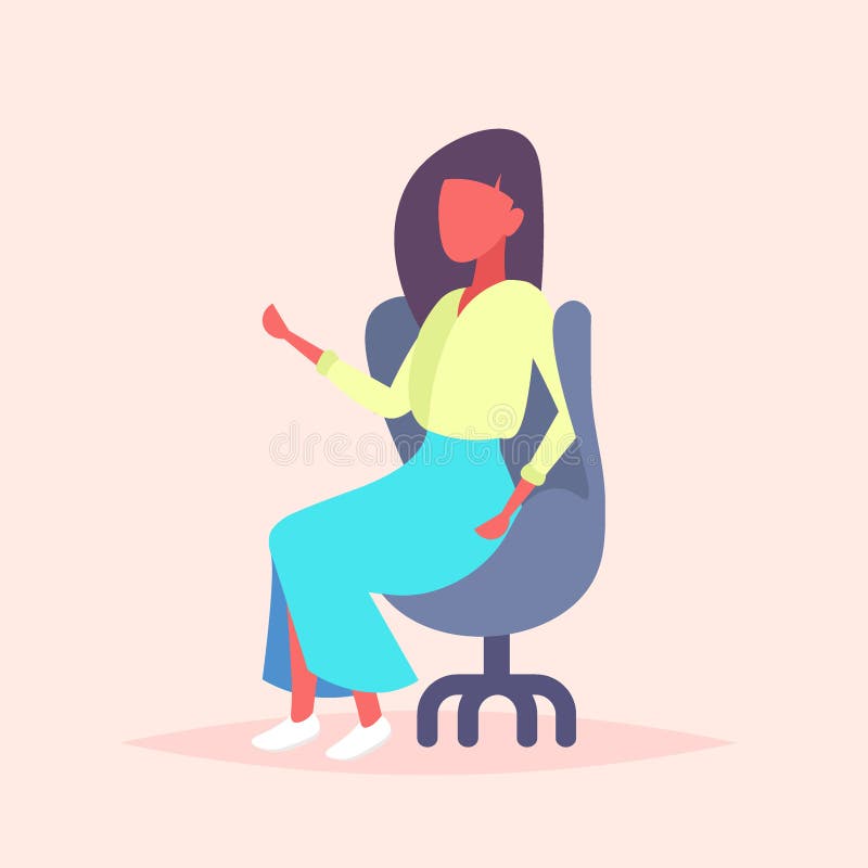 Businesswoman sitting chair elegant business woman female office worker full length cartoon character flat vector illustration