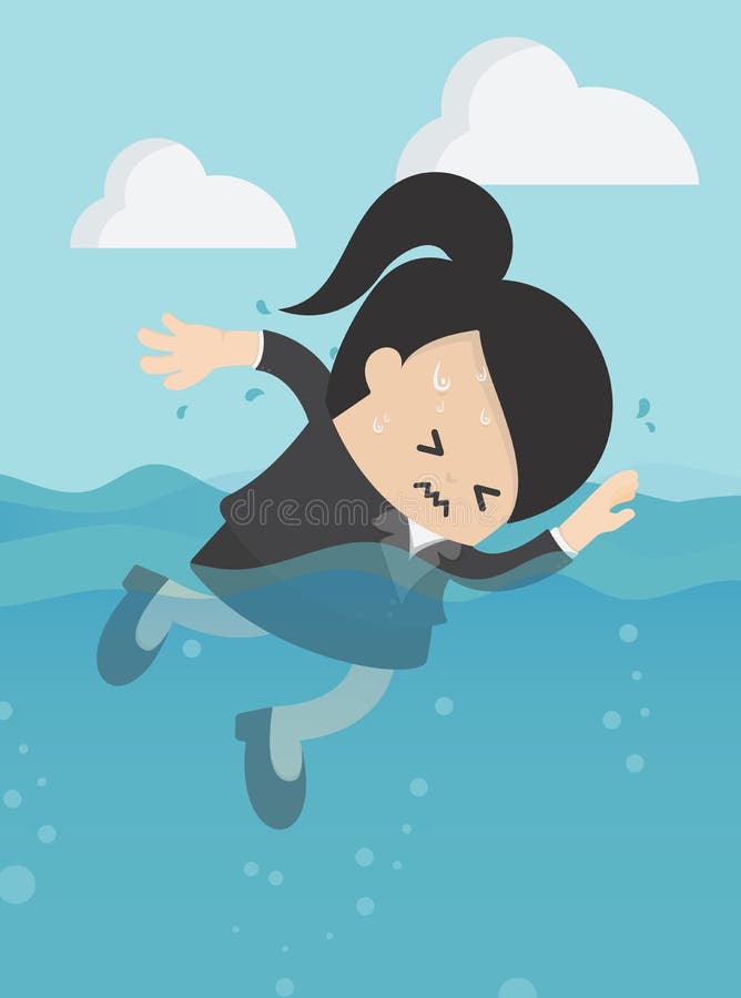 Businesswoman Swimming in Sea Concept Business Stock Vector ...