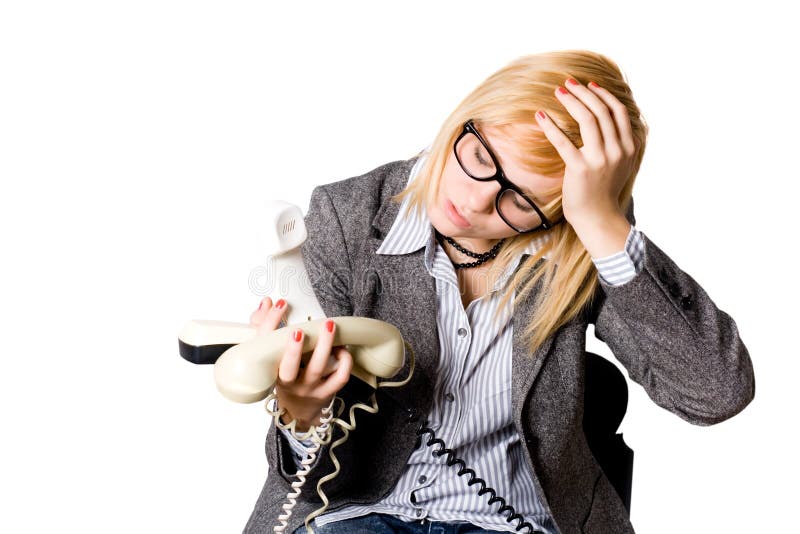 Businesswoman with three phones