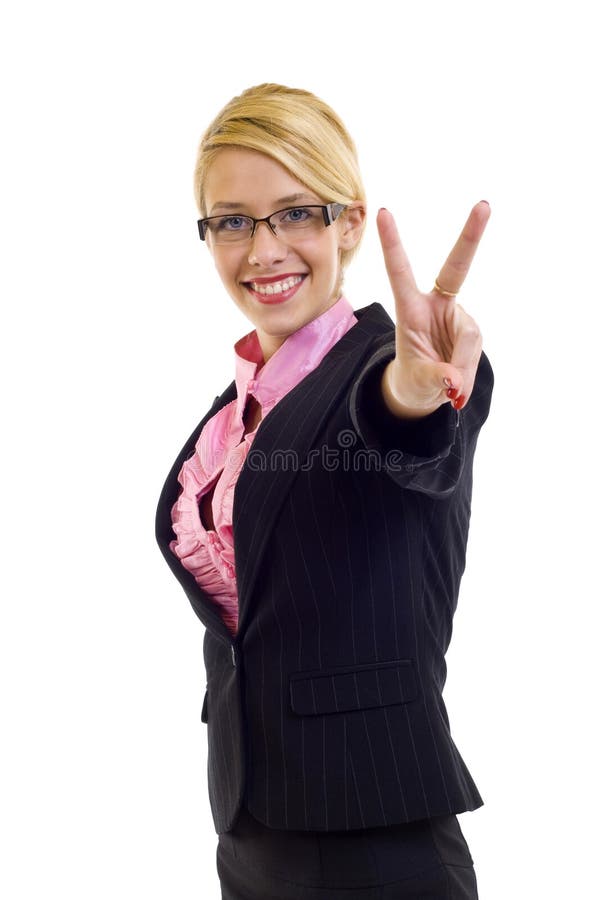 Businesswoman victory sign