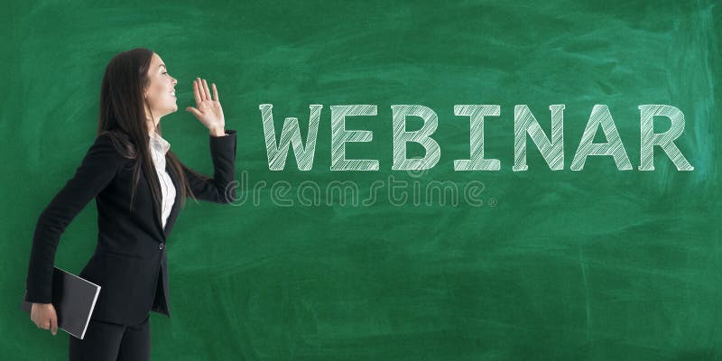 Businesswoman on Webinar Background Stock Image - Image of assistance