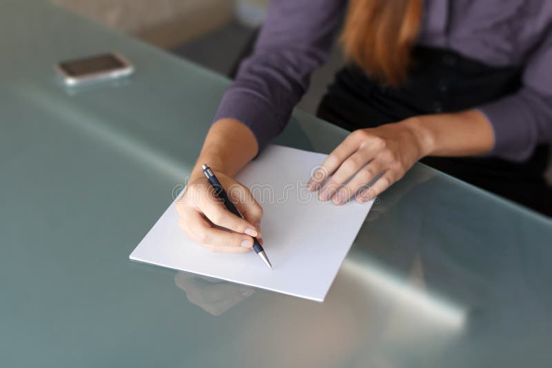 Businesswoman Writing With Pen 2 Stock Image Image of confident