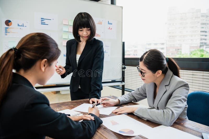 Businesswomen working together and discussing project. royalty free stock photos Businesswomen working together and discussing project. royalty free stock photos