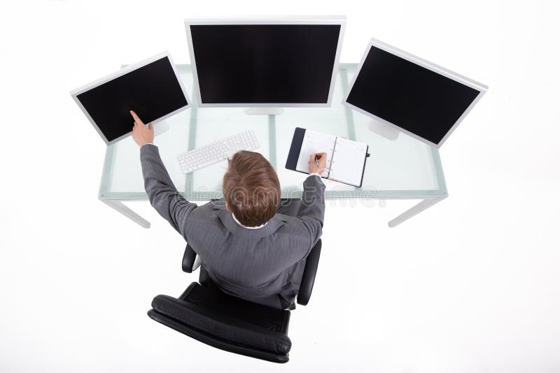 Bussines man in his office upper view royalty free stock photography