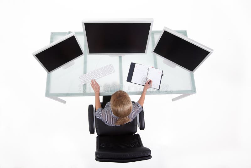 Bussines woman in her office upper view royalty free stock photos