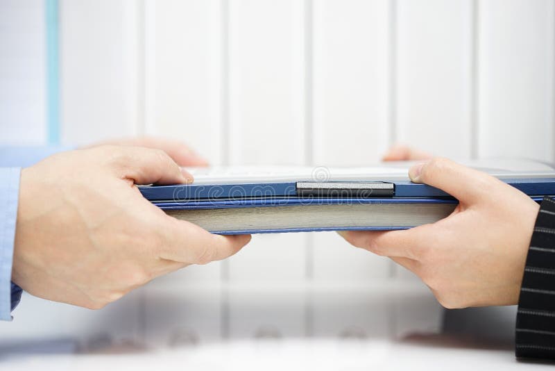 Bussinessman is receiving documentation from his client