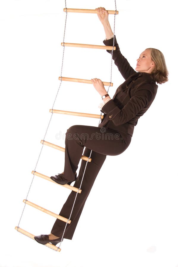 Bussinesswoman climbering the ladder of success