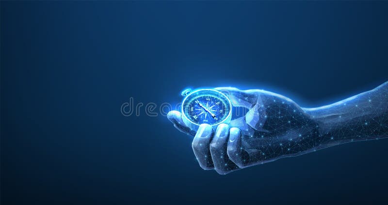 Bussola in mano digitale. creatrice di business Strategic explorvision crisis mission center royalty illustrazione gratis