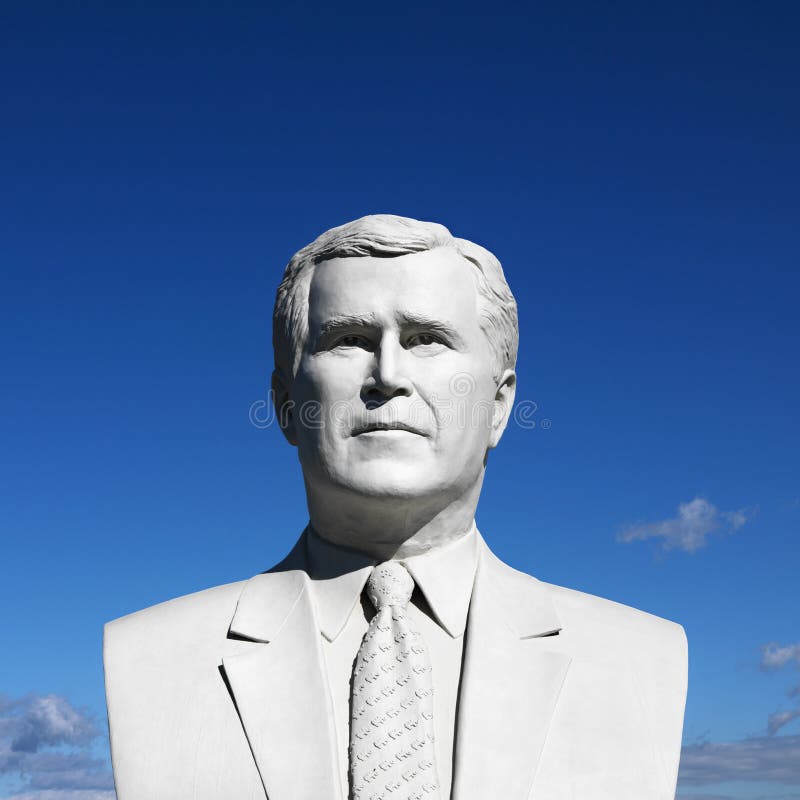 Bust of George Bush sculpture in President's Park, Black Hills royalty free stock images