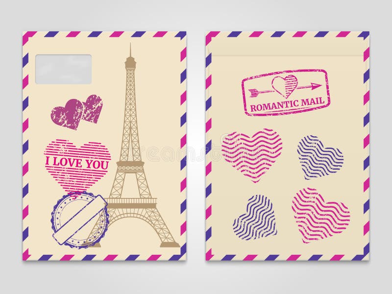 Francobollo Dell Amore On Line Il Vettore Romantico Del Francobollo Ha Messo Per La Carta Del Giorno