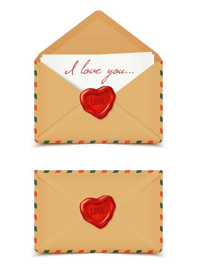Buste romantiche del biglietto di S. Valentino, lettere di amore, isolate su bianco, v royalty illustrazione gratis