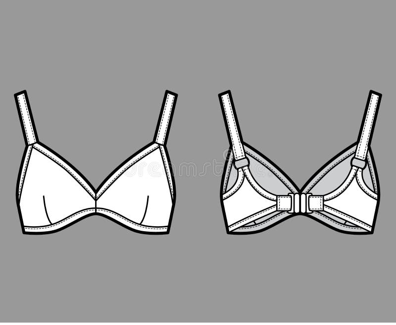 Training Bra Lingerie Technical Fashion Illustration with Bow