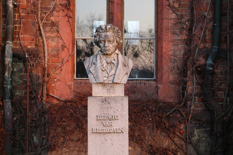 Busto del beethoven del compositor en el castillo rojo Hradec nad MoravicÃ