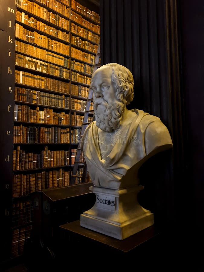 Busto della biblioteca di Trinity College di Socrates immagini stock Busto della biblioteca di Trinity College di Socrates immagini stock
