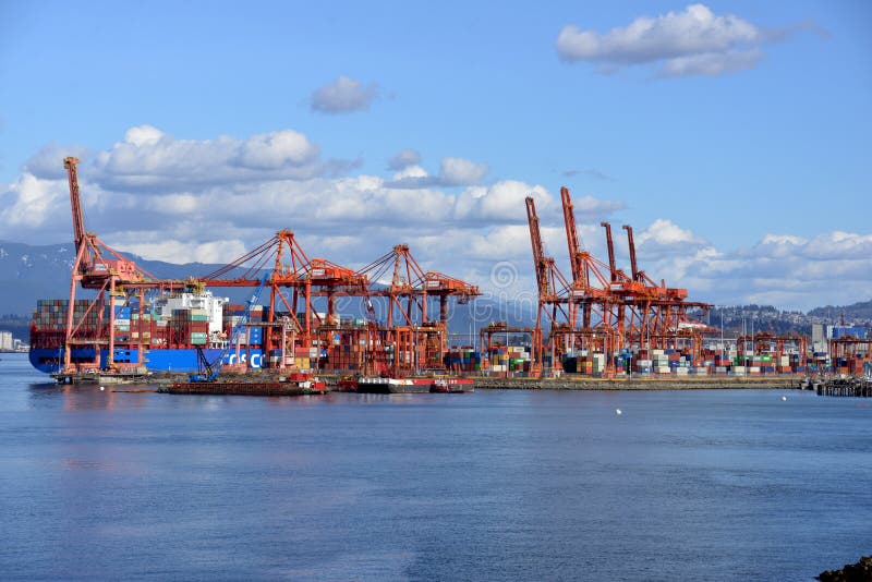 The Busy Cargo Terminals in the Port of Vancouver, Canada Editorial