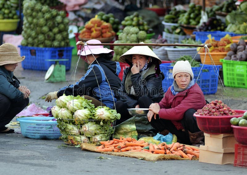 The busy market in Vietnam
