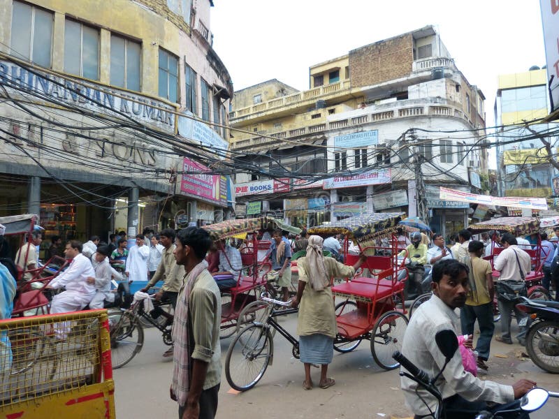 Busy Street Scene Old Delhi India Editorial Stock Photo - Image of ...