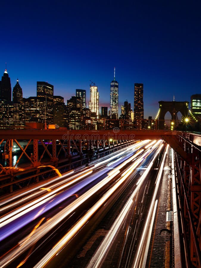 Busy Traffic in New York City, Brooklyn Bridge Stock Image - Image of ...