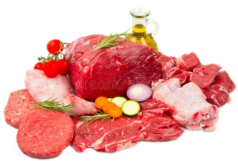 Butcher cut meat assortment garnished