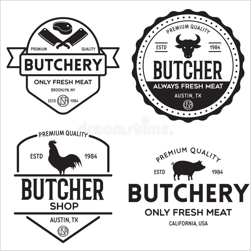 Meat Store Labels Design Elements Stock Illustrations – 107 Meat Store ...