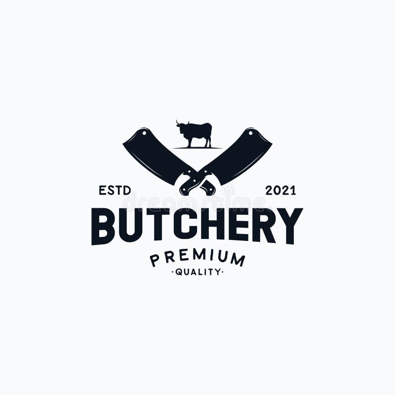Butcher Shop Logo Vector Illustration with White Background Stock ...