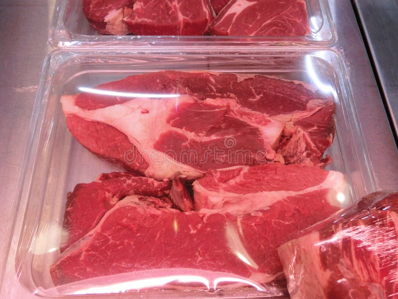 Butcher Shop. Preparation of Meat for Sale Stock Photo Image of large