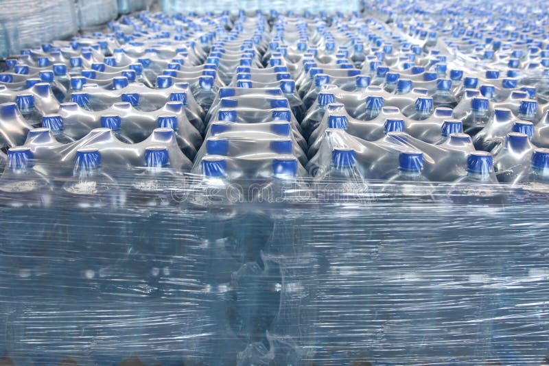 Detail of stack bottled water in industry. Detail of stack bottled water in industry
