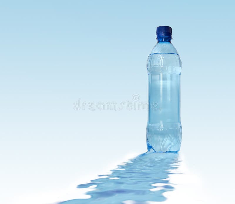 Bottled water over a white-blue background. Bottled water over a white-blue background