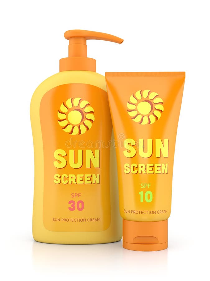 Butelka i tubka sunscreen obrazy stock Butelka i tubka sunscreen obrazy stock
