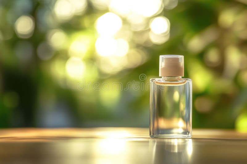 Butelka perfum znajduje się na stole gotowym do użycia. generowane przez algorytmy sztuczne