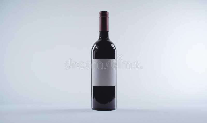 Butelka wina elegancki design ciemne szklane pudełko etykieta minimalistyczny styl studio oświetlenie izolowane tło fotografia stock