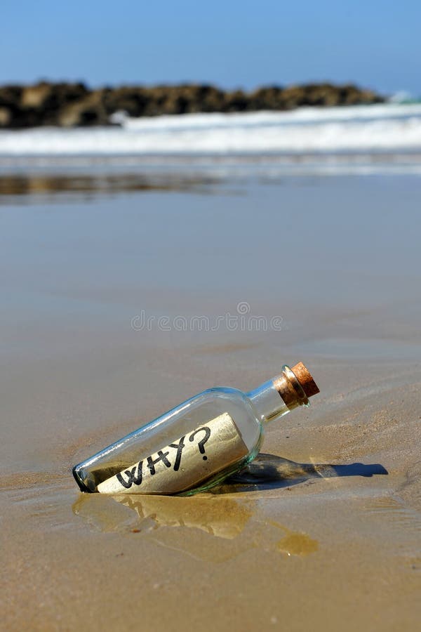 Bottle found on the beach with a question inside. Bottle found on the beach with a question inside