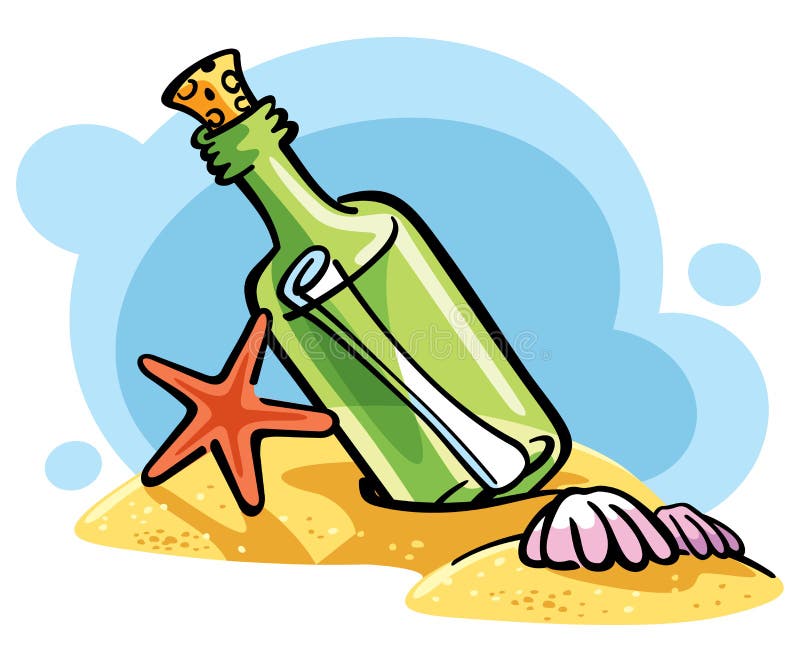 Butelka z wiadomością na piasku