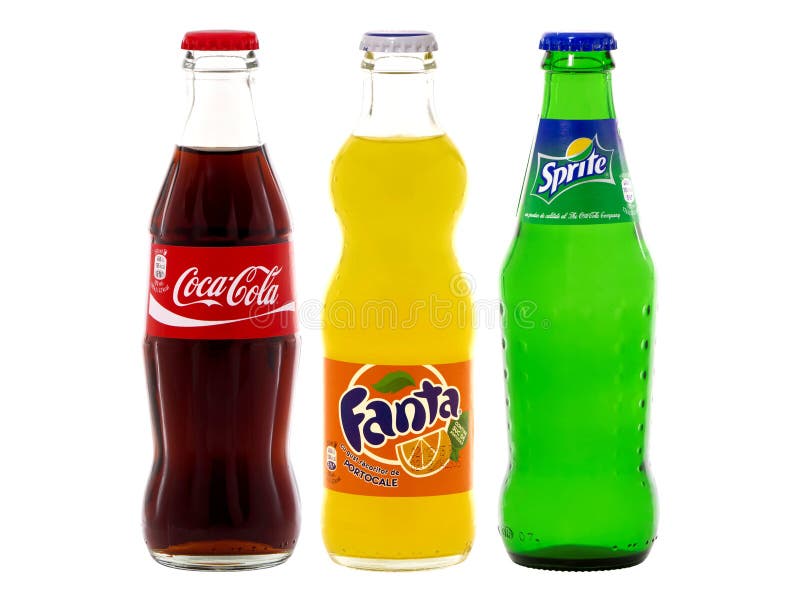 Butelki koka-kola, Fant i Sprite, zdjęcia stock Butelki koka-kola, Fant i Sprite, zdjęcia stock