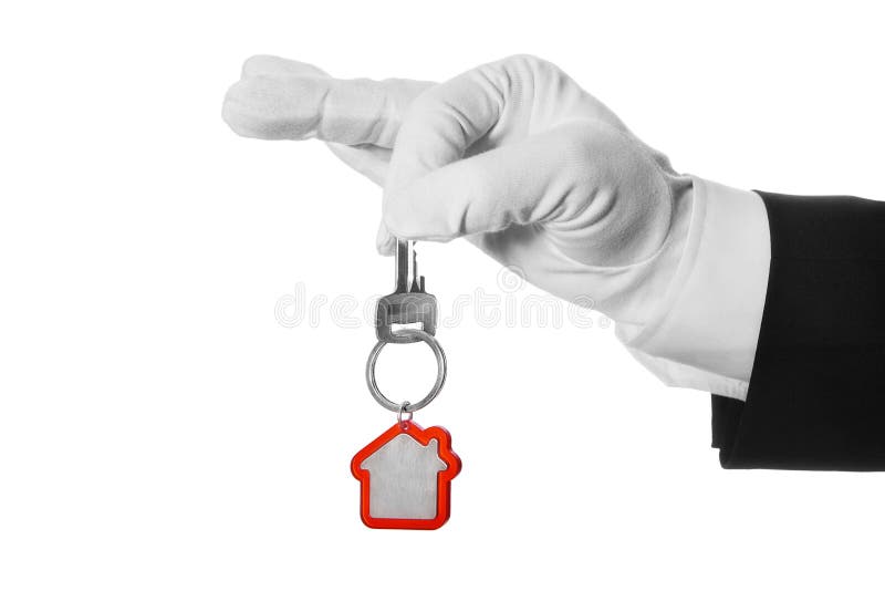 Butler der Haustaste in der Hand lizenzfreie stockfotos Butler der Haustaste in der Hand lizenzfreie stockfotos