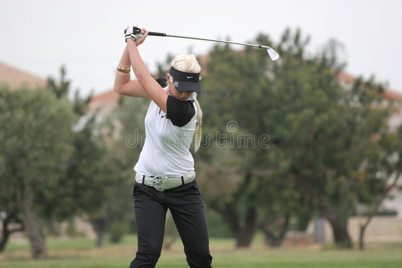 Carlie Butler, from Australia, , Ladies European Tour Golf, Castelllon, spain, 2006, practice backswing top. Carlie Butler, from Australia, , Ladies European Tour Golf, Castelllon, spain, 2006, practice backswing top