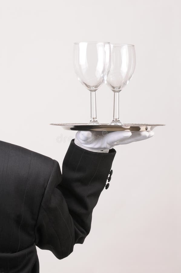 Butler with Wine Glasses on Tray