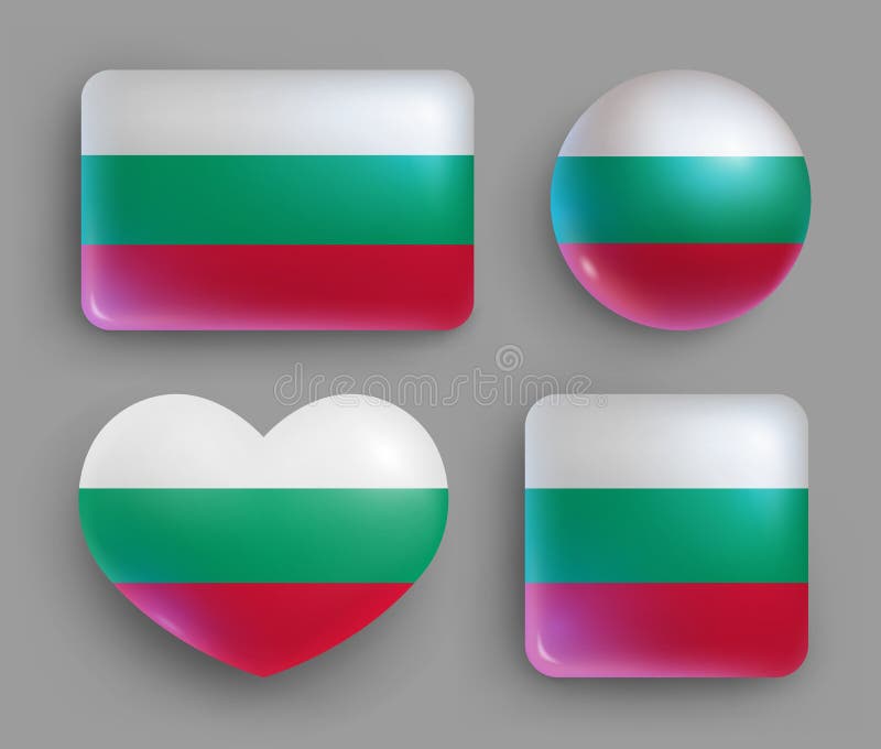Butoane lucioase cu steaguri pentru țări din Bulgaria vector illustration